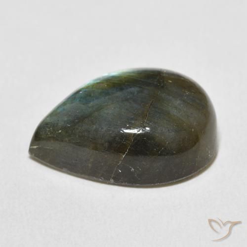 Labradorita Multicolor natural de 12.62 ct, En forma de pera, Translúcido