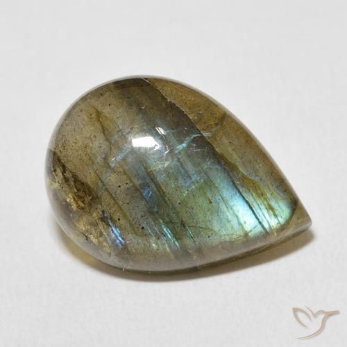 Labradorita Multicolor natural de 11.65 ct, En forma de pera, Translúcido