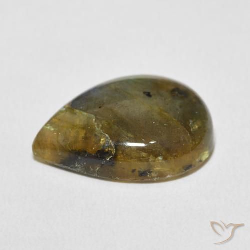Labradorita Multicolor natural de 9.85 ct, En forma de pera, Opaco