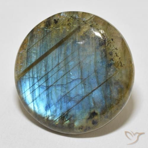 Labradorita Multicolor natural de 31.18 ct, Redondo, Opaco