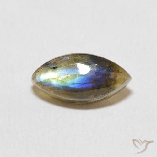 Labradorita Multicolor natural de 1.39 ct, Marquesa, Translúcido