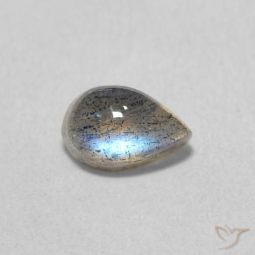 Labradorita Multicolor natural de 0.61 ct, En forma de pera, Translúcido