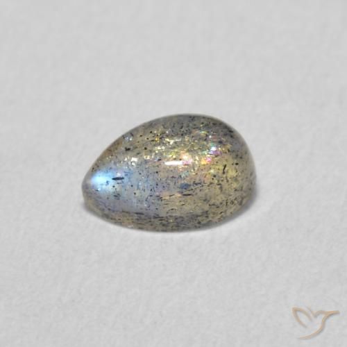 Labradorita Multicolor natural de 0.57 ct, En forma de pera, Translúcido