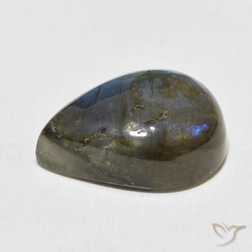 Labradorita Multicolor natural de 13.03 ct, En forma de pera, Opaco