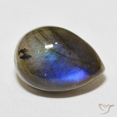 Labradorita Multicolor natural de 13.08 ct, En forma de pera, Translúcido