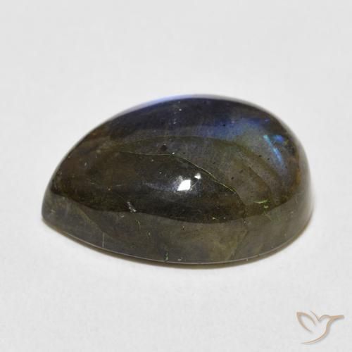 Labradorita Multicolor natural de 13.08 ct, En forma de pera, Translúcido