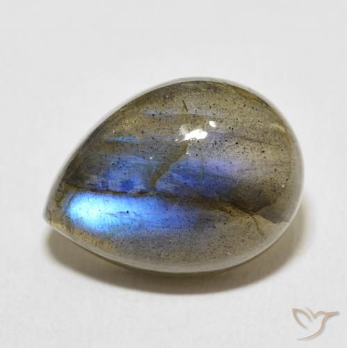10.55ct Natural Multicolor Labradorita, En forma de pera, Translúcido