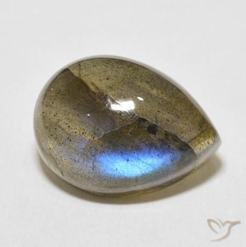 Labradorita Multicolor natural de 10.55 ct, En forma de pera, Translúcido