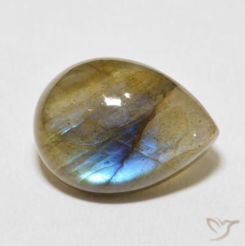 Labradorita Multicolor natural de 9.34 ct, En forma de pera, Translúcido