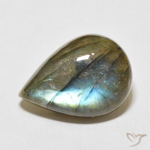 11.39ct Natural Multicolor Labradorita, En forma de pera, Translúcido