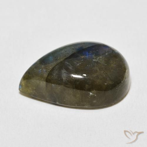 Labradorita Multicolor natural de 11.39 ct, En forma de pera, Translúcido