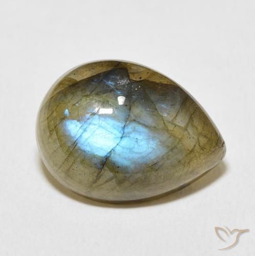 Labradorita Multicolor natural de 8.95 ct, En forma de pera, Translúcido