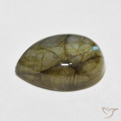 Labradorita Multicolor natural de 8.95 ct, En forma de pera, Translúcido