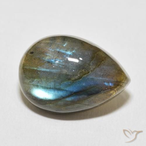 Labradorita Multicolor natural de 12.70 ct, En forma de pera, Translúcido