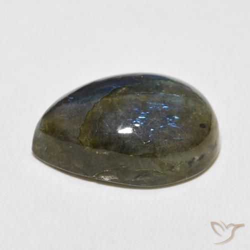 Labradorita Multicolor natural de 12.70 ct, En forma de pera, Translúcido