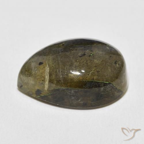 Labradorita Multicolor natural de 13.81 ct, En forma de pera, Translúcido