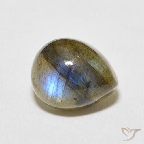 Labradorita Multicolor natural de 4.24 ct, En forma de pera, Translúcido