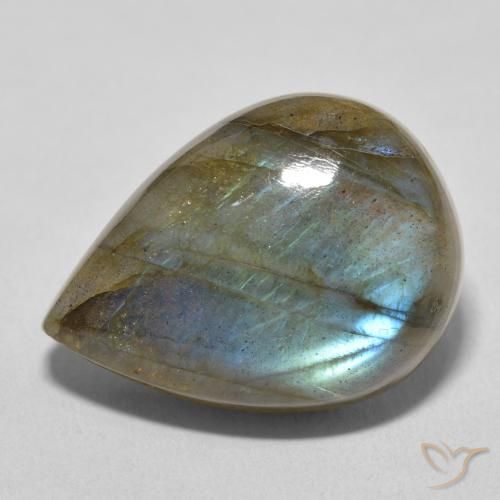 Labradorita multicolor natural de 17,48 ct, en forma de pera, translúcido