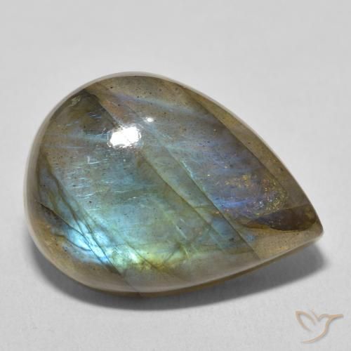 Labradorita multicolor natural de 17,48 ct, en forma de pera, translúcido