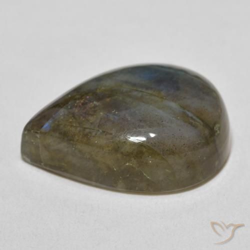 Labradorita multicolor natural de 17,48 ct, en forma de pera, translúcido