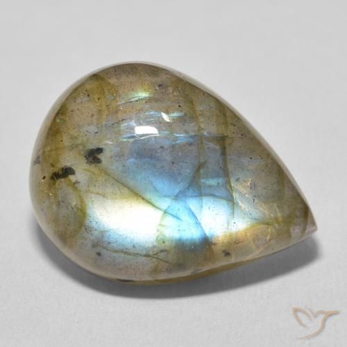 Labradorita Multicolor natural de 16.32 ct, En forma de pera, Translúcido
