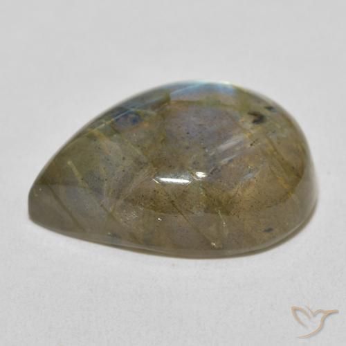Labradorita Multicolor natural de 16.32 ct, En forma de pera, Translúcido