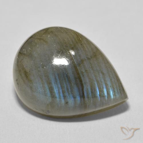Labradorita Multicolor natural de 17.20 ct, En forma de pera, Translúcido