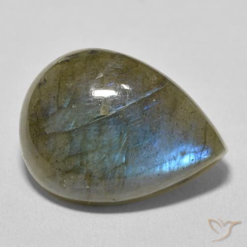 Labradorita Multicolor natural de 16.66 ct, En forma de pera, Translúcido