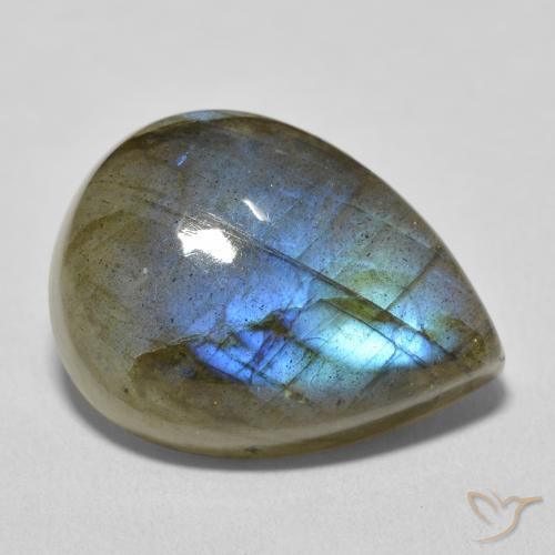 Labradorita Multicolor natural de 16.75 ct, En forma de pera, Translúcido