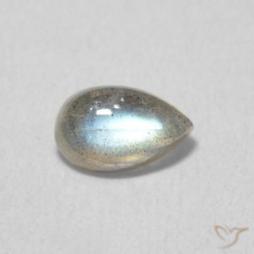 Labradorita Multicolor natural de 0.50 ct, En forma de pera, Translúcido