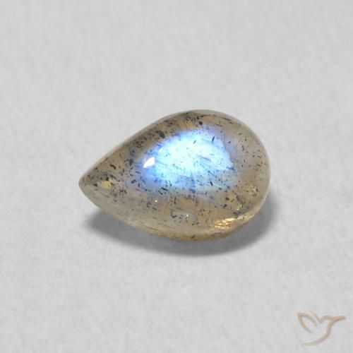 0.60ct Natural Multicolor Labradorita, En forma de pera, Translúcido