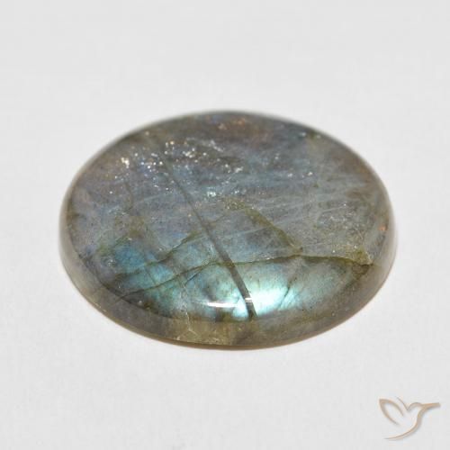 Labradorita Multicolor natural de 30.10 ct, Redondo, Translúcido