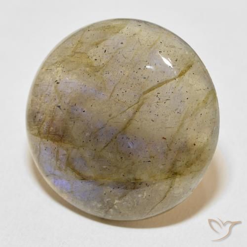 Labradorita Multicolor natural de 30.47 ct, Redondo, Translúcido