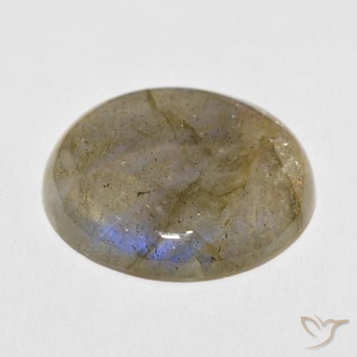 Labradorita Multicolor natural de 30.47 ct, Redondo, Translúcido