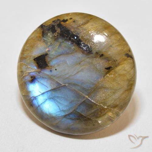 Labradorita Multicolor natural de 31.45 ct, Redondo, Translúcido