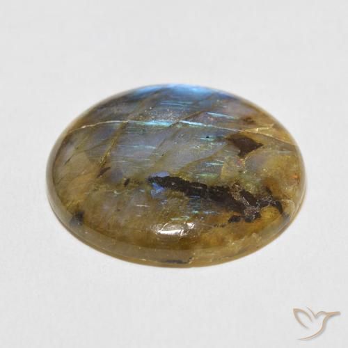 Labradorita Multicolor natural de 31.45 ct, Redondo, Translúcido