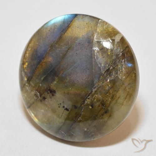 Labradorita Multicolor natural de 33.96 ct, Redondo, Translúcido