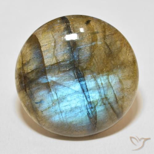 33.08ct Natural Multicolor Labradorita, Redondo, Translúcido