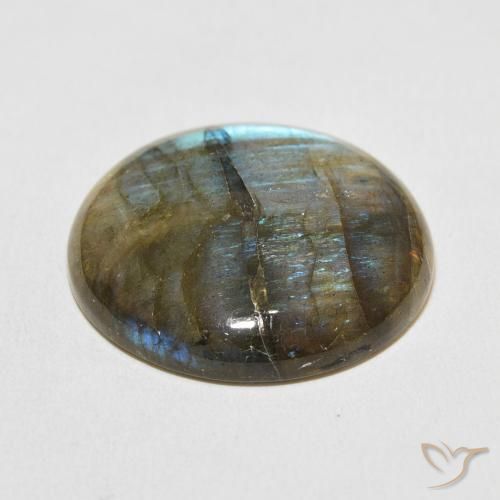 Labradorita Multicolor natural de 33.08 ct, Redondo, Translúcido