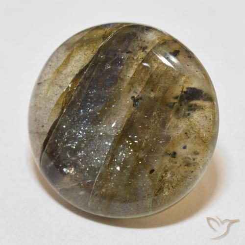 Labradorita Multicolor natural de 29.35 ct, Redondo, Translúcido