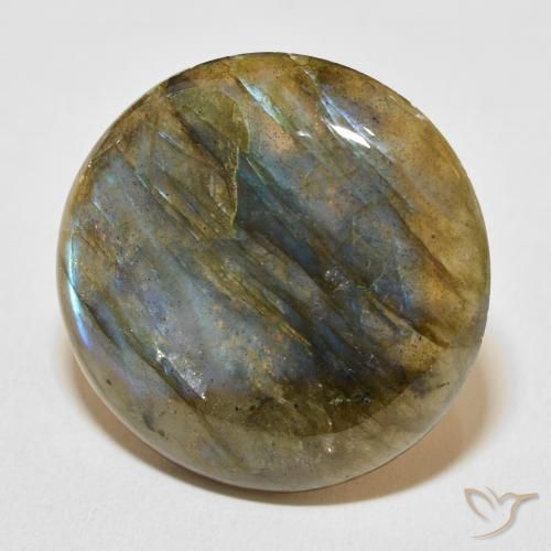 Labradorita Multicolor natural de 27.33 ct, Redondo, Translúcido