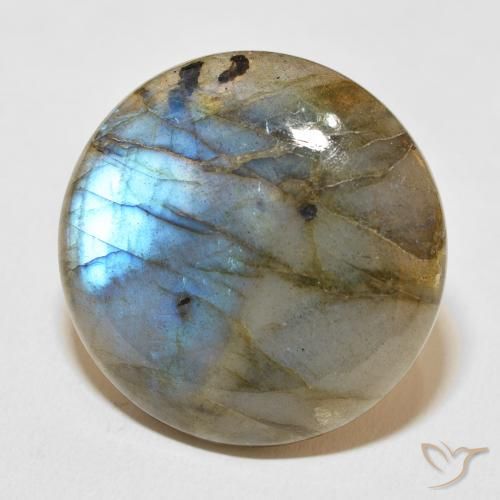 Labradorita Multicolor natural de 35.82 ct, Redondo, Translúcido