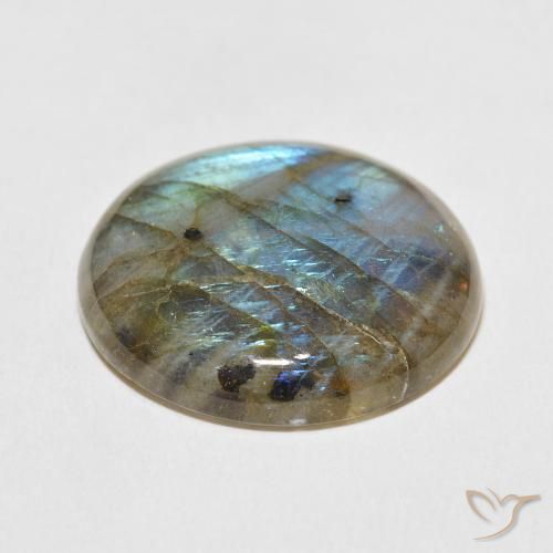 Labradorita Multicolor natural de 35.82 ct, Redondo, Translúcido