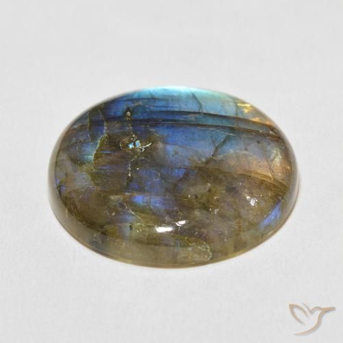 Labradorita Multicolor natural de 33.10 ct, Redondo, Translúcido