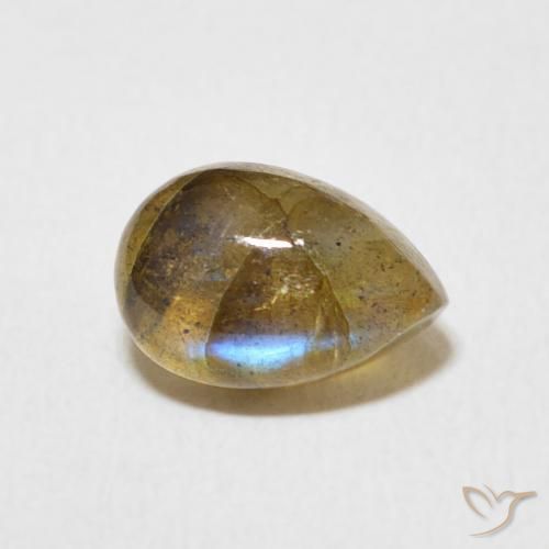 Labradorita Multicolor natural de 1.75 ct, En forma de pera, Translúcido