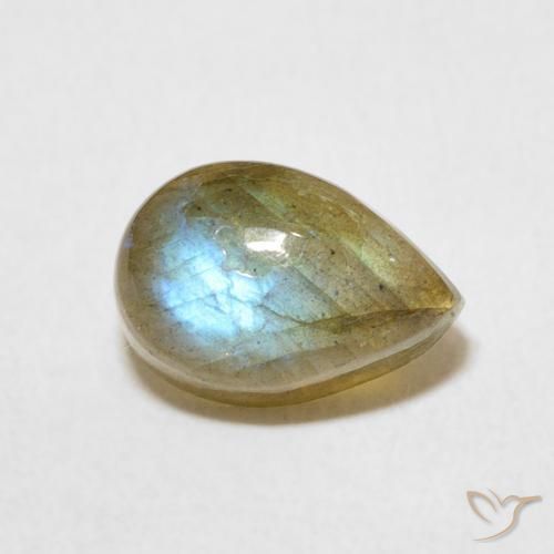 Labradorita Multicolor natural de 2.68 ct, En forma de pera, Translúcido