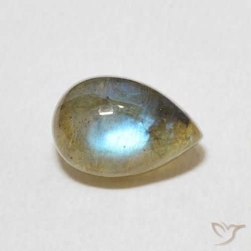 Labradorita Multicolor natural de 1.78 ct, En forma de pera, Translúcido