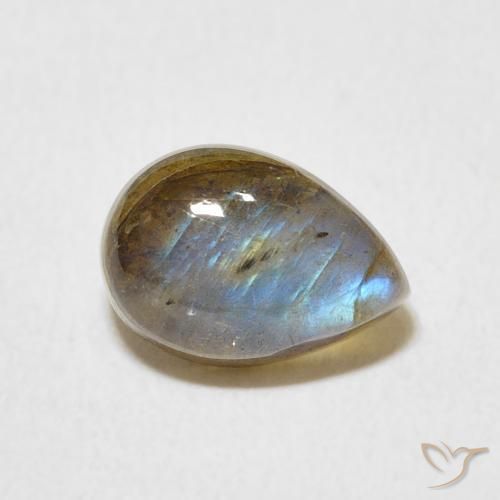 Labradorita Multicolor natural de 2.53 ct, En forma de pera, Translúcido