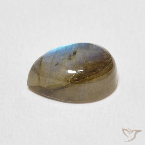 Labradorita Multicolor natural de 2.53 ct, En forma de pera, Translúcido