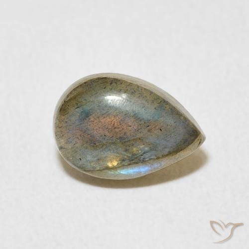 Labradorita Multicolor natural de 1.53 ct, En forma de pera, Translúcido